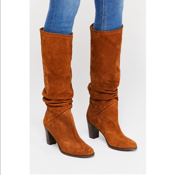 Free People Ruched Leather Tall Boot FP Collection - Picture 2 of 4